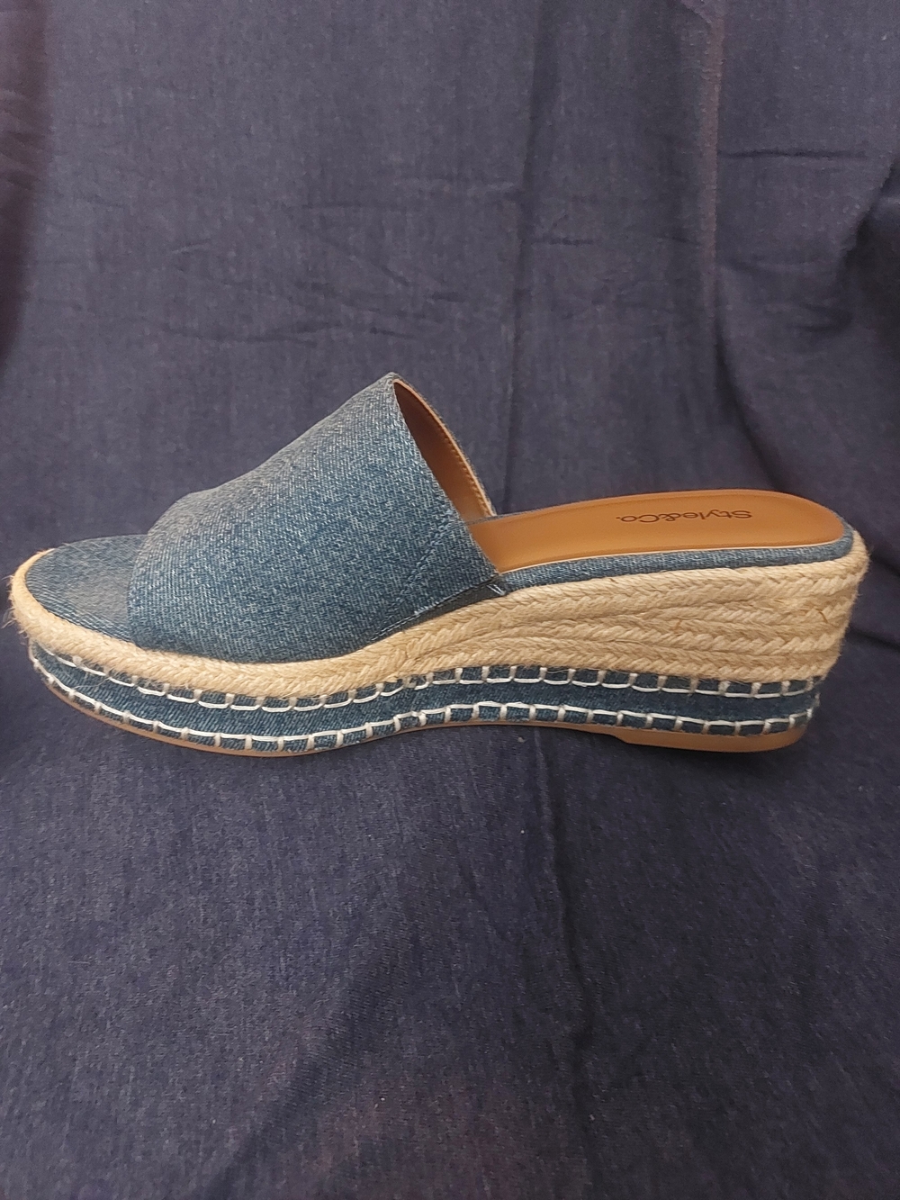 Style & Co. Denim Slide Wedge Sandals - BluePic. Sz 8 - Picture 5 of 9